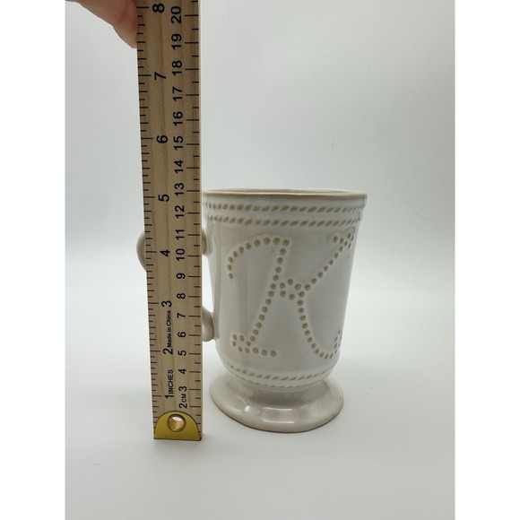 Vintage Y2K Food Network Stoneware Pedestal Coffee Mug Monogram "K" - Picture 4 of 6